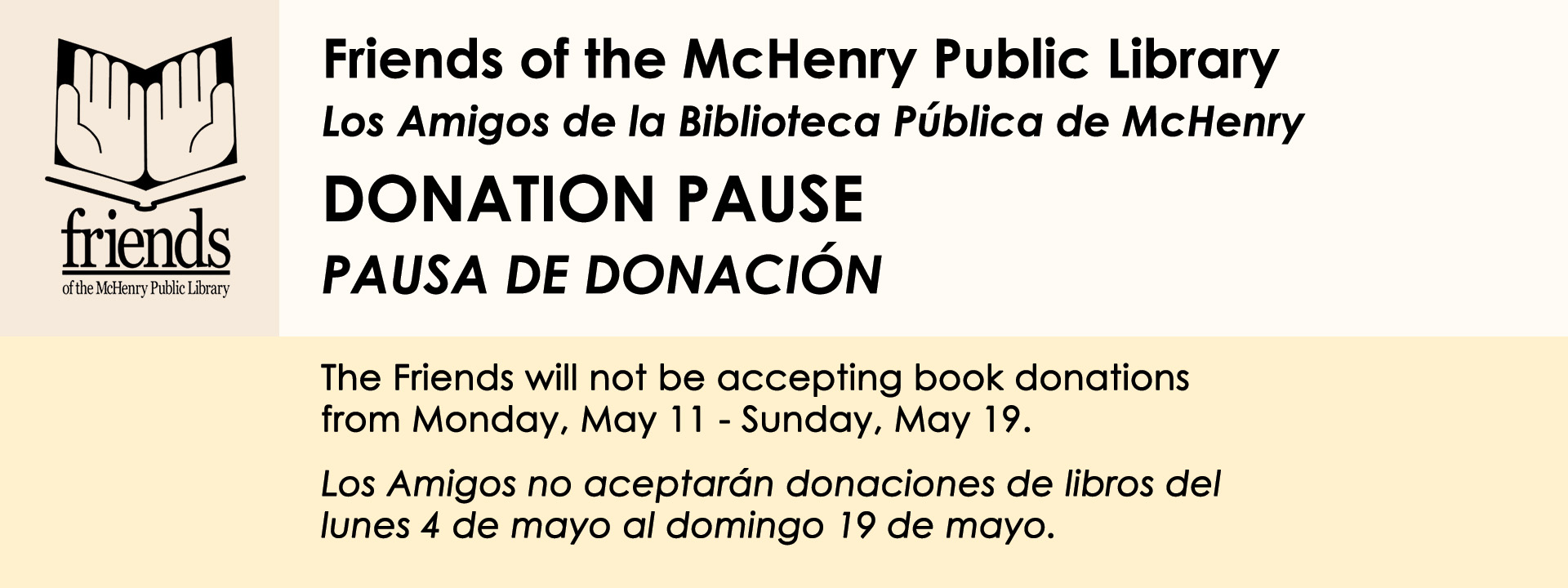 Donation Pause ends May 19